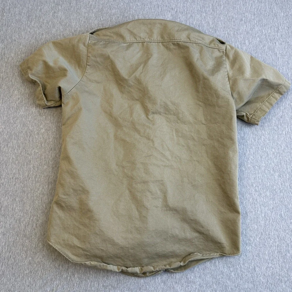 VTG US ARMY Khaki Uniform Short Sleeve Tan Shirt - Sz Small - See Pics